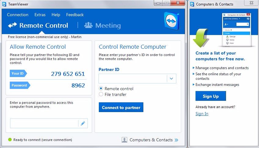 how to use teamviewer free